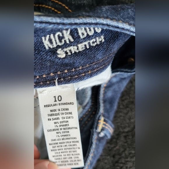 American Eagle Outfitters Blue Distressed Denim Kick Boot Shorts Size 10 - Picture 3 of 5